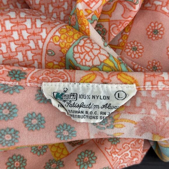 Vintage Top Womens Large Floral Patchwork Nylon Shirt Blouse Boho 70s 80s Kmart - Picture 3 of 11